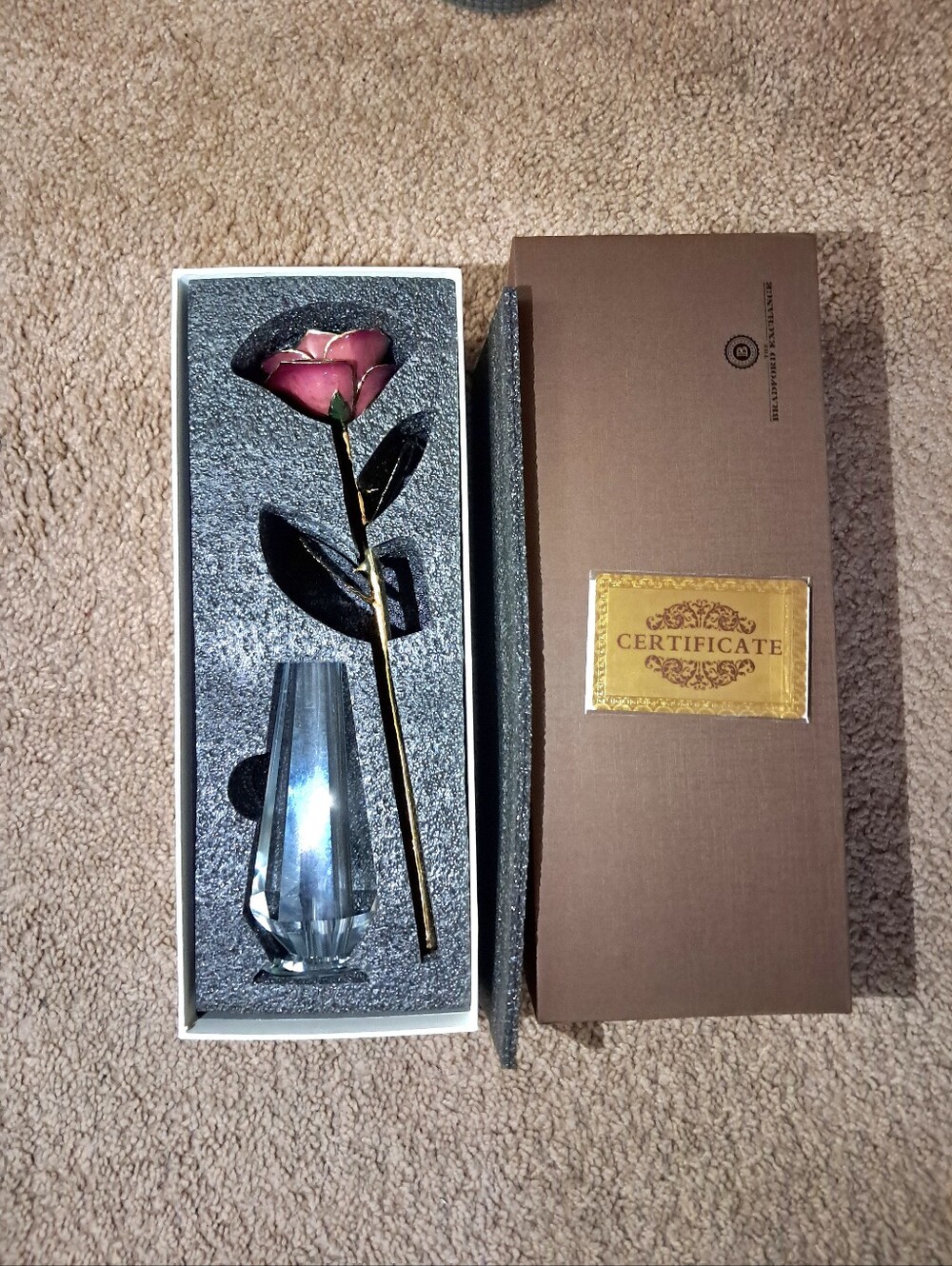 24k Dipped Rose with Vase 12"